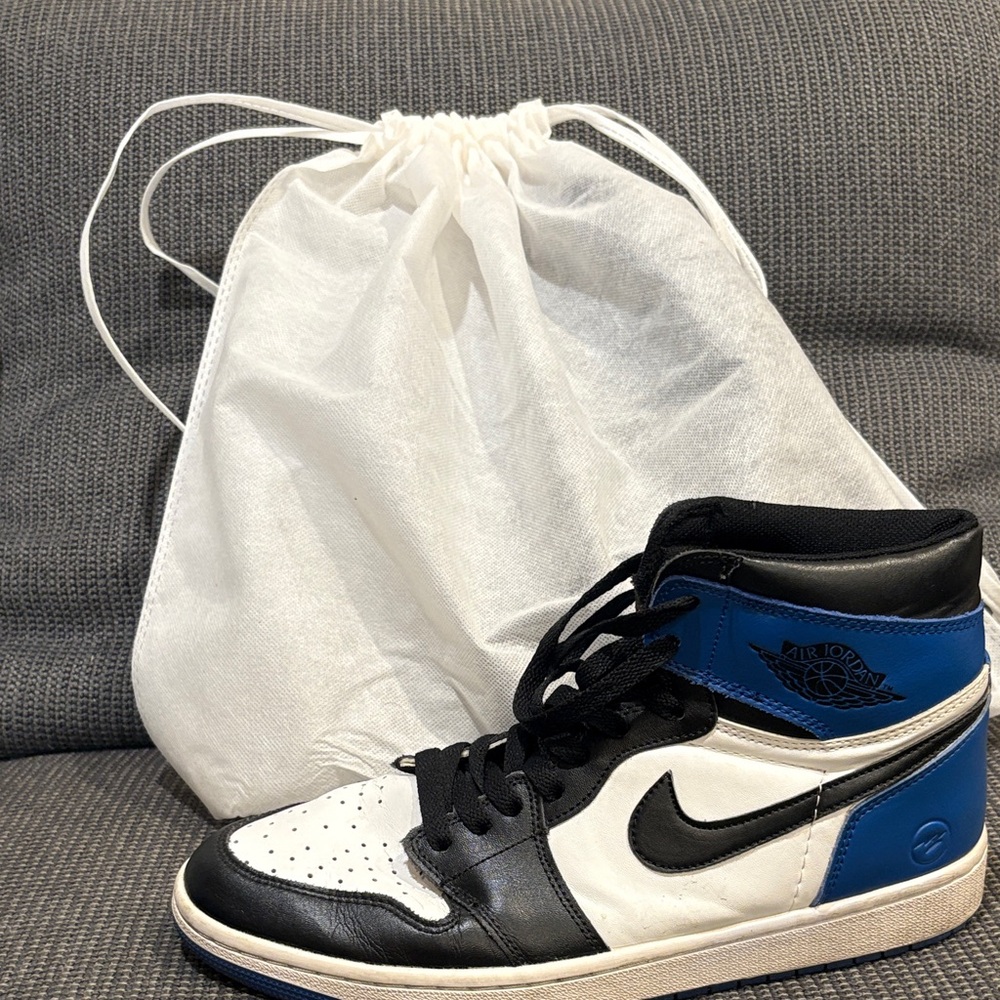Nike Black and Blue Air Jordan High-Top Sneakers
